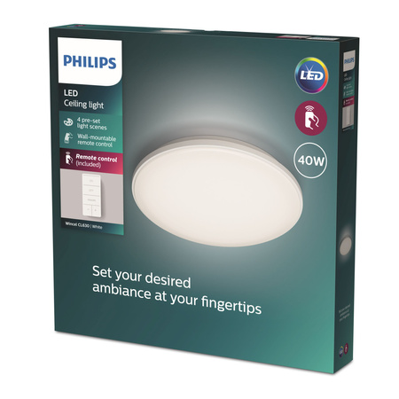 Plafon LED Lampa Sufitowa 40W 2700-6500K ŚCIEMNIALNY CCT 48cm WINCEL + PILOT PHILIPS