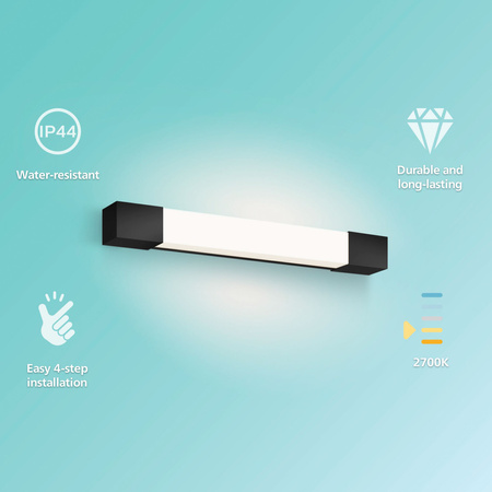 Lampa nad Lustro LED 5W 730lm 2700K 44cm IP44 Czarna Rover Philips