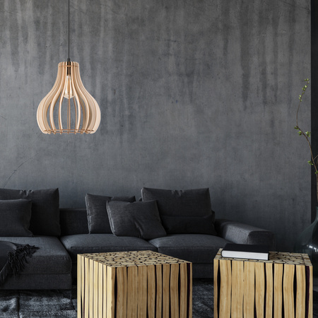 Lampa Wisząca Sufitowa TUCCI E27 Czarna Drewniana LM-1.229 Lamkur