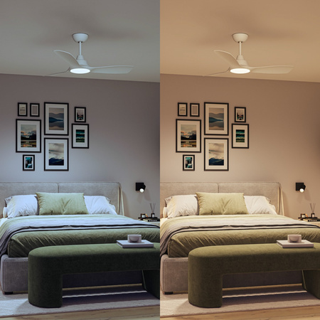 Wentylator Sufitowy 28W Lampa Sufitowa LED 24W 2650lm 3000/4300/6500K CCT Biała + Pilot Olas Philips