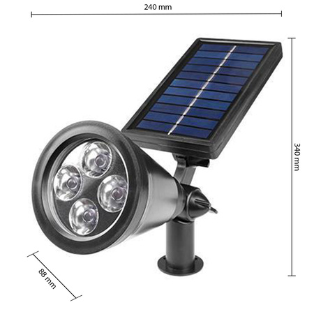 Lampa Ogrodowa LED Solarna Wbijana Reflektor 2W Zimna IP65 czujnik zmierzchu