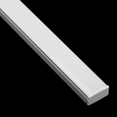 Profil Aluminiowy do LED KM36 Srebrny Natynkowy 1m + Przesłona mleczna + Zaślepki