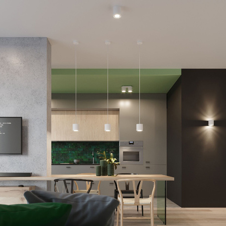 Lampa Sufitowa Wisząca Zwis GU10 Cylindryczna Biała Nowoczesna Orbis Sollux