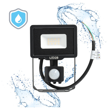 Naświetlacz LED Zewnętrzny Ogrodowy 10W 800lm 6500K Zimny 120° z Czujnikiem Ruchu i Zmierzchu IP65 Czarny MHC Kobi