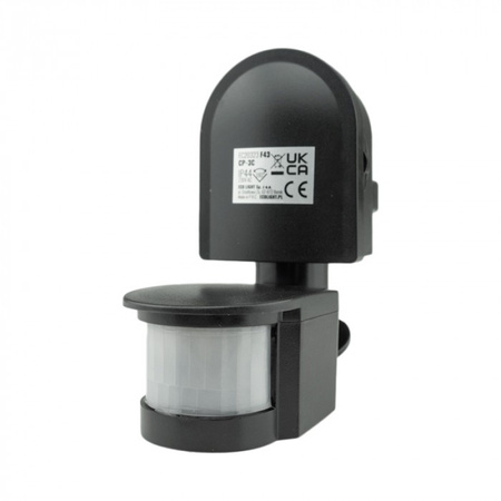Czujnik Ruchu i Zmierzchu PIR IP44 Natynkowy Regulowany Czarny 12m 180° CP Ecolight