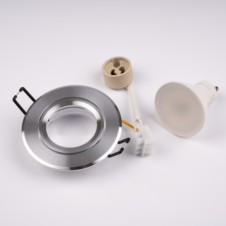 Oprawa Halogenowa Podtynkowa Okrągła Ruchoma TRIX 3w1 GU10 6W 3000K Srebrny LUMILED