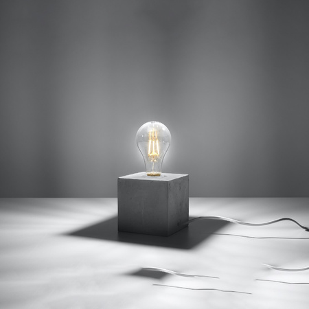 Lampa Biurkowa Stojąca Stołowa Nocna E27 Kwadratowa Szara Industrialna Ariz Sollux