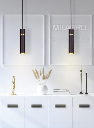 Lampa wisząca LYNX 1xE14 Minimalistyczna Forma Czarna Złota MZ5002 Milagro by Maciej Zień Mosiądz