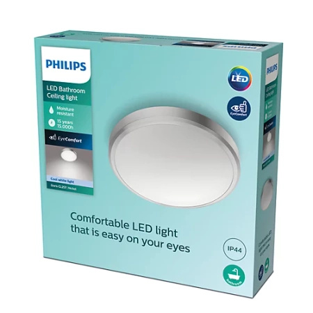 Lampa Sufitowa Plafon Łazienkowy LED 17W 1700lm 4000K IP44 Nikiel Doris Bathroom Philips