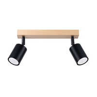 Lampa Sufitowa Oprawa Natynkowa SPOT TUBA Reflektor 2x GU10 Punktowa Ruchoma Tubularna Czarna Brązowa Nowoczesna Verdo Sollux