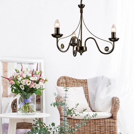 Lampa Wisząca Sufitowa DONATO 3xE14 Żyrandol Czarna Klasyczna LM-3.29 Lamkur