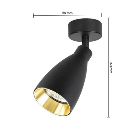 Lampa Ścienna Reflektor Kinkiet Spot GU10 Ruchomy Czarny Złoty Helis Masterled