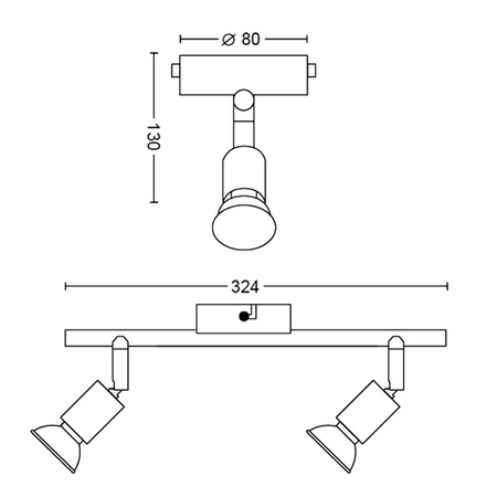 Lampa Sufitowa Reflektor 2x GU10 Biała Limbali Philips