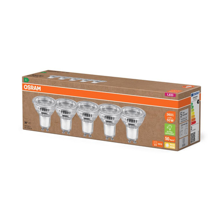 5x Żarówka LED PAR16 Reflektor GU10 2W = 50W 360lm 2700K Ciepła 36° 180lm/W ENERGY EFFICIENCY Osram