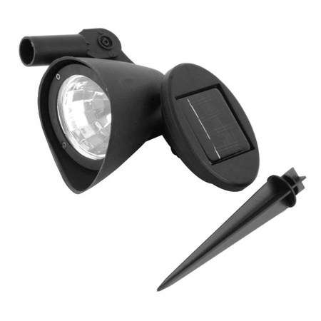 Lampa Solarna Ogrodowa LED Wbijana Kierunkowa Reflektor z Czujnikiem Zmierzchu Czarna IP44