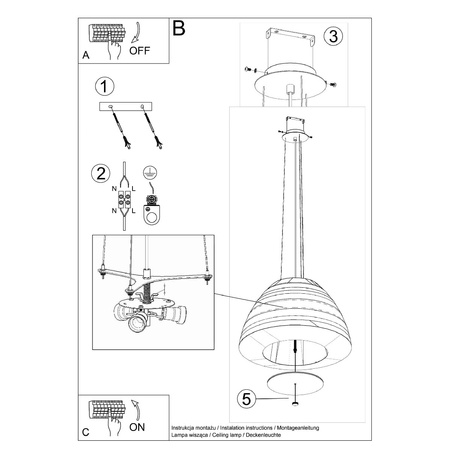 Lampa Sufitowa Wisząca Zwis 3x E27 Żyrandol Geometryczna Biała Nowoczesna Bella Sollux