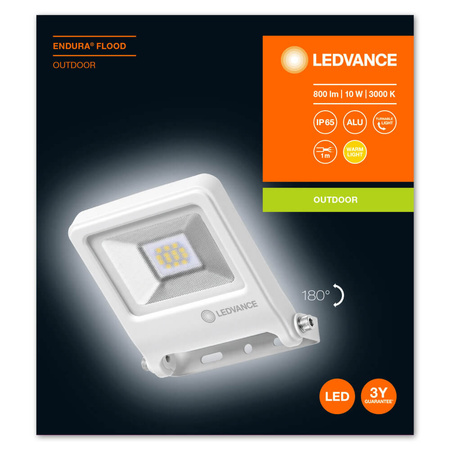 Naświetlacz LED Reflektor Zewnętrzny Lampa 10W 800lm 3000K IP65 Biały Endura Ledvance