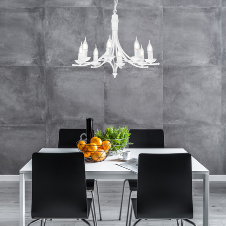 Lampa Wisząca Sufitowa LUCY 8xE14 Żyrandol Biała Klasyczna LM-8.153 Lamkur