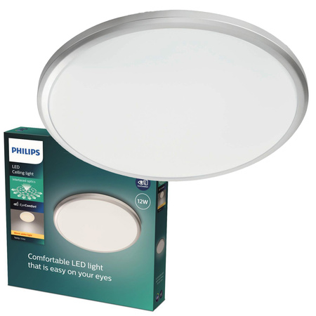 Lampa Sufitowa Plafon Natynkowy LED 12W 1200lm 2700K Szara Twirly Philips
