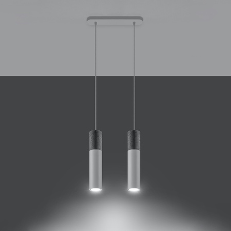 Lampa Sufitowa Wisząca Zwis 2x GU10 Tubularna Biała Szara Nowoczesna Borigio Sollux