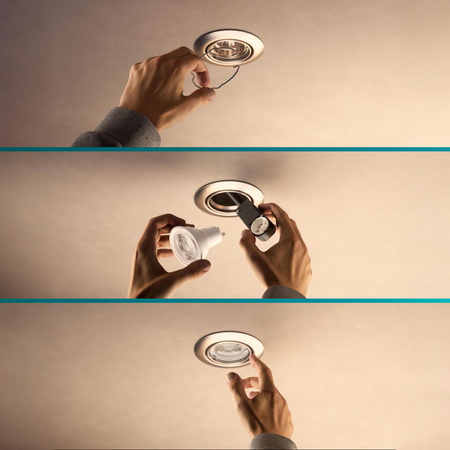 3x Oprawa Podtynkowa Wpuszczana LED GU10 Ruchoma Aluminiowa Okrągła Nikiel Peridot Philips