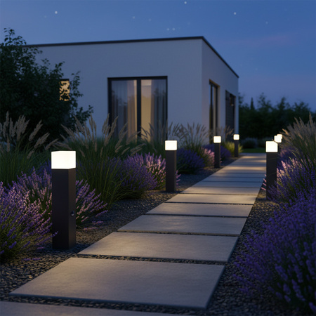 Lampa ogrodowa LED E27 NEW YORK TUBA Słupek 44cm z Czujnikiem - GOLDLUX (Polux)