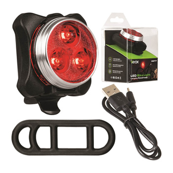 Lampka Latarka Rowerowa Światło Tył LED USB Czerwona z Akumulatorem 4 Tryby Świecenia VAYOX