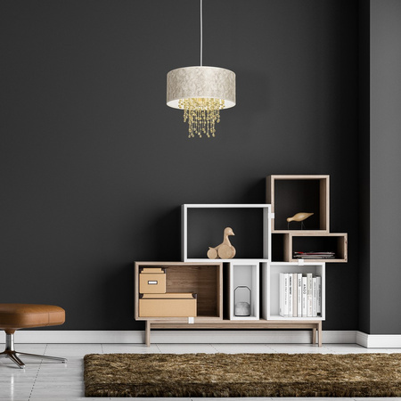 Lampa wisząca ALMERIA 1xE27 Elegancka Sznury Korali Złota MLP6446 Milagro Metal + Tworzywo sztuczne+ Tkanina