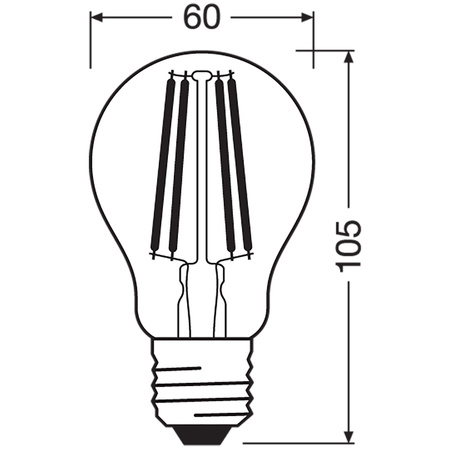 Żarówka LED A60 E27 11W = 100W 1521lm 4000K Neutralna 300° Ściemnialna Retrofit Filament CLASSIC Osram