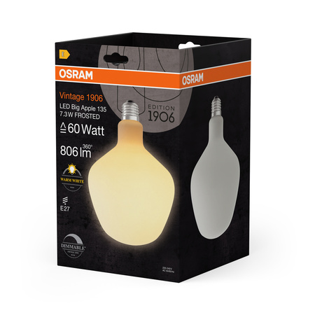 Żarówka LED Dekoracyjna G135Kula E27 7.3W = 60W 806lm 2700K Ciepła 320° Ściemnialna Vintage 1906 Osram
