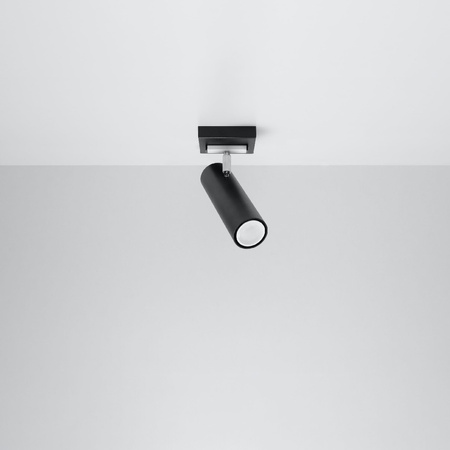 Lampa Sufitowa Oprawa Natynkowa SPOT TUBA Reflektor GU10 Ruchoma Tubularna Czarna Nowoczesna Direzione Sollux