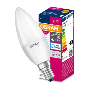 Żarówka LED E14 B37 4,9W = 40W 470lm 6500K Zimna 200° OSRAM Value