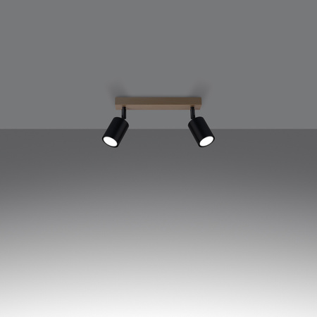 Lampa Sufitowa Oprawa Natynkowa SPOT TUBA Reflektor 2x GU10 Punktowa Ruchoma Tubularna Czarna Brązowa Nowoczesna Verdo Sollux