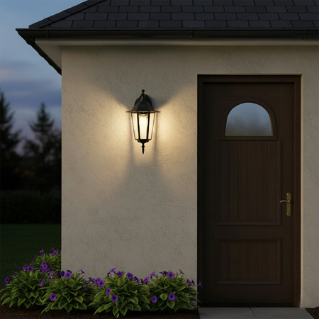 Kinkiet Ogrodowy Elewacyjny Zewnętrzny E27 LATARNIA do DOŁU Czarna BELLIS LUMILED