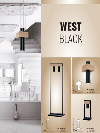 Lampa wisząca sufitowa WEST Czarna 1x GU10 MILAGRO metal + drewno styl skandynawski