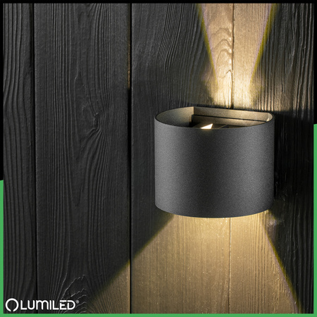 Kinkiet Ogrodowy Elewacyjny LED 2x3W 4000K Regulowany góra dół Czarny PINUS LUMILED