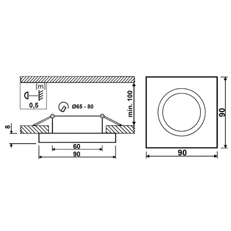 Oprawa Halogenowa Podtynkowa Lampa Sufitowa Szklana Kwadratowa Ruchoma GU10 ARIAN LUMILED