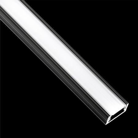 Profil Aluminiowy natynkowy MINI do taśm LED nawierzchniowy, nakładany 2m Czarny + Mleczny Klosz
