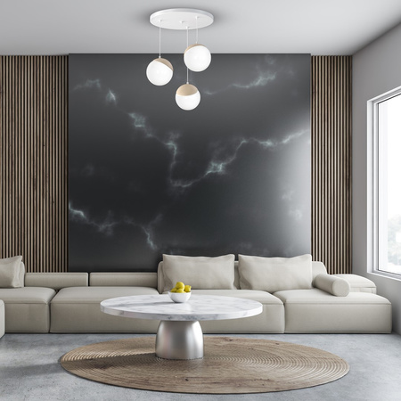 Lampa wisząca SFERA 3xE14 Białe Kule Drewniane Detale MLP5425 Milagro Metal + Drewno + Szkło