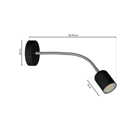 Lampa Ścienna Kinkiet MAXI Czarna 1xGU10 Milagro