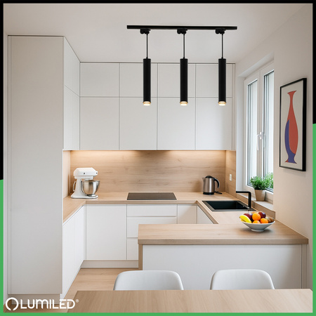 ZESTAW Szynoprzewód Listwa Szyna 1m + 3x Lampa Sufitowa Wisząca GU10 Oświetlenie Szynowe LUMILED