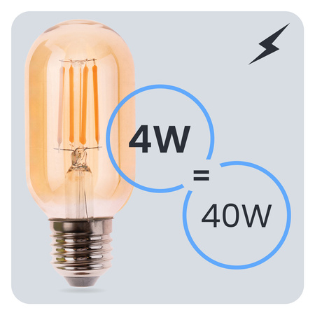 6x Żarówka LED E27 T45 4W = 40W 470LM 2000K Ciepła 360° Filament Amber LUMILED
