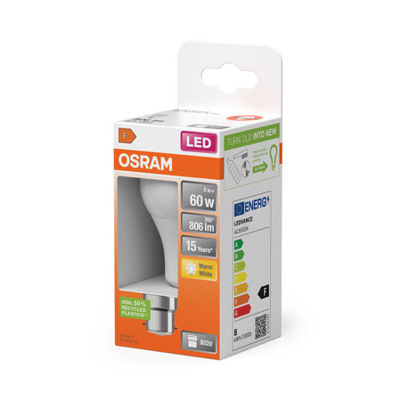 Żarówka LED A60 B22d 8W = 60W 806lm 2700K Ciepła 150° STAR CLASSIC Osram