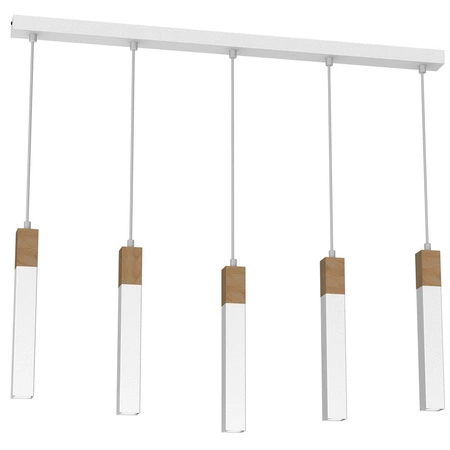 Lampa Wisząca Sufitowa SOLO SAWN Biała Patyna Drewniana 5x mini GU10 Milagro