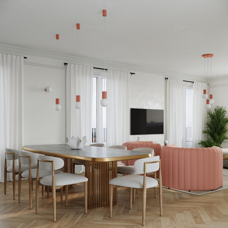 Lampa Wisząca Zwis G9 Okrągła Pomarańczowa Nowoczesna Matowa Halo Sollux