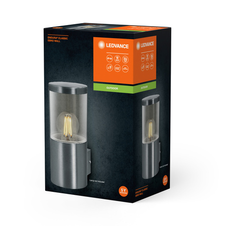 Lampa Ogrodowa Zewnętrzna Kinkiet Elewacyjny LED E27 IP44 IK03 Srebrny Endura Ledvance