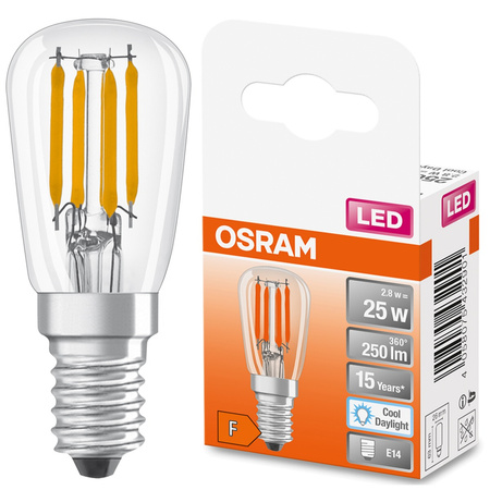 Żarówka LED E14 T26 2,8W = 25W 250lm 6500K Zimna 320° Filament OSRAM STAR