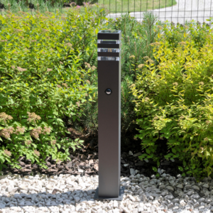 Lampa Ogrodowa Zewnętrzna TEKSAS 74 E27 IP44 Czujnik Słupek Grafitowa GOLDLUX (Polux)