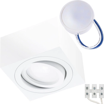 Oprawa Natynkowa HALOGENOWA Tuba Spot Ruchoma Kwadratowa Biała 50mm + Wkład LED 7W 6500K  AMAT-S LUMILED