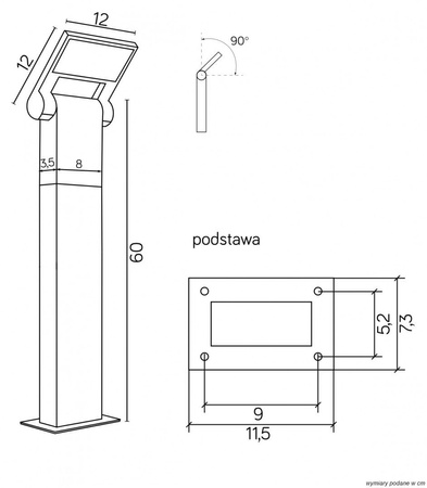Lampa Ogrodowa Zewnętrzna Stojąca SŁUPEK LED Neo 11702-600 DG 10W 600lm 3000K Ciepła 60cm Su-Ma